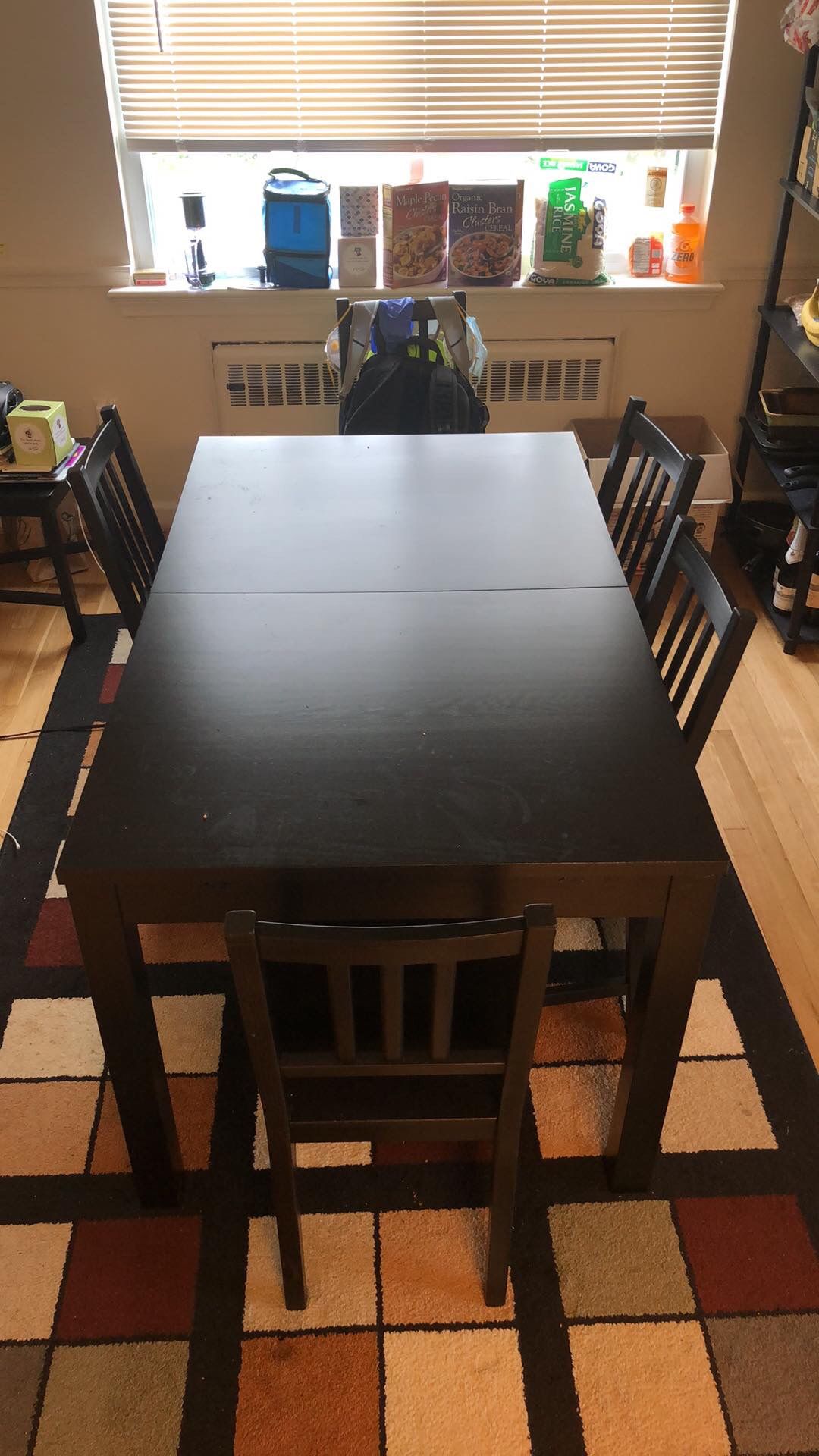 Black Wooden Dining Table with 5 Chairs