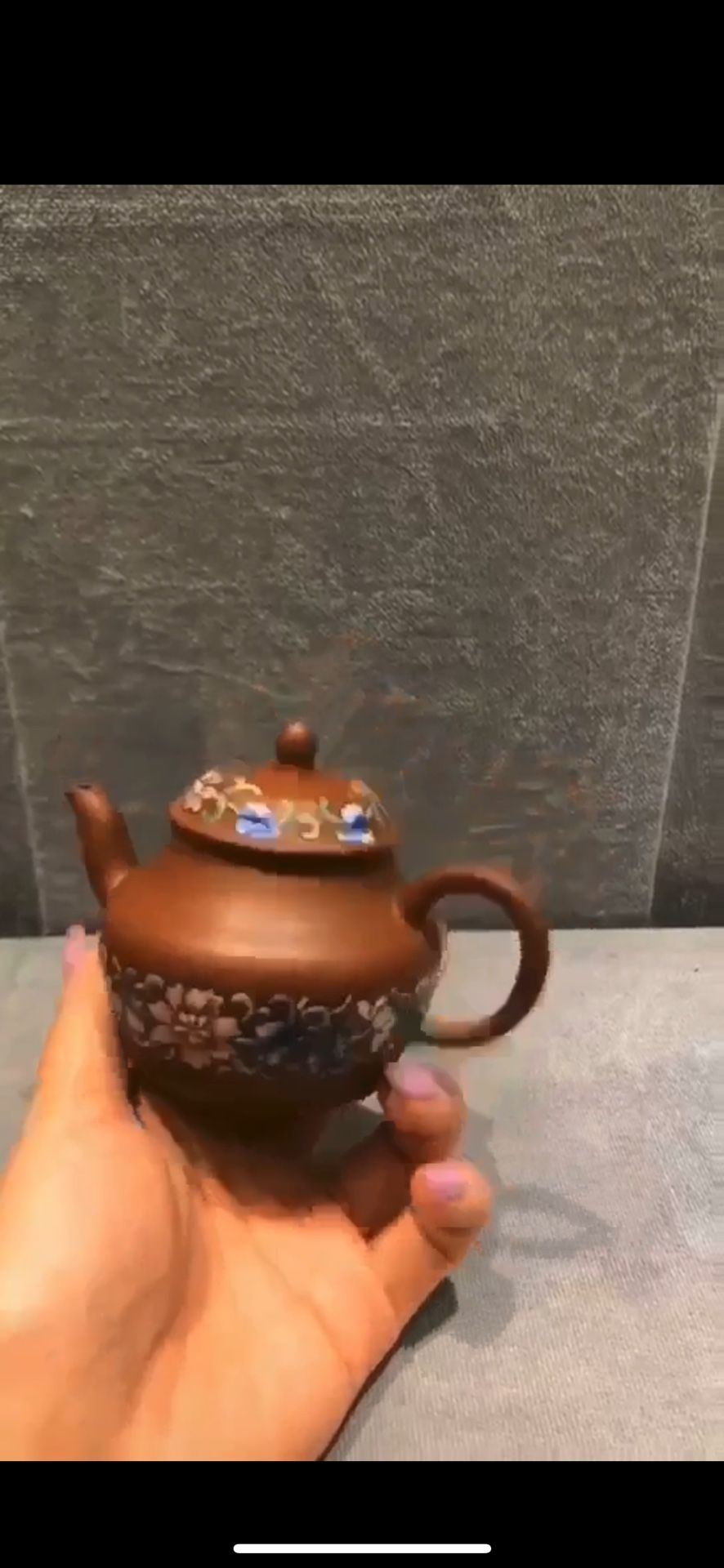 Antique clay enamel color purple clay pot, raw ore clay, 120CC, signed: ten years of the Republic of China Fu Ji supervision, process: hand-refined, m