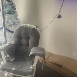 Grey/White Nursery Rocking Chair w/ Stool 
