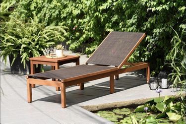 BRAND NEW 2 Piece 100% FSC Solid Wood Chaise With Side Table