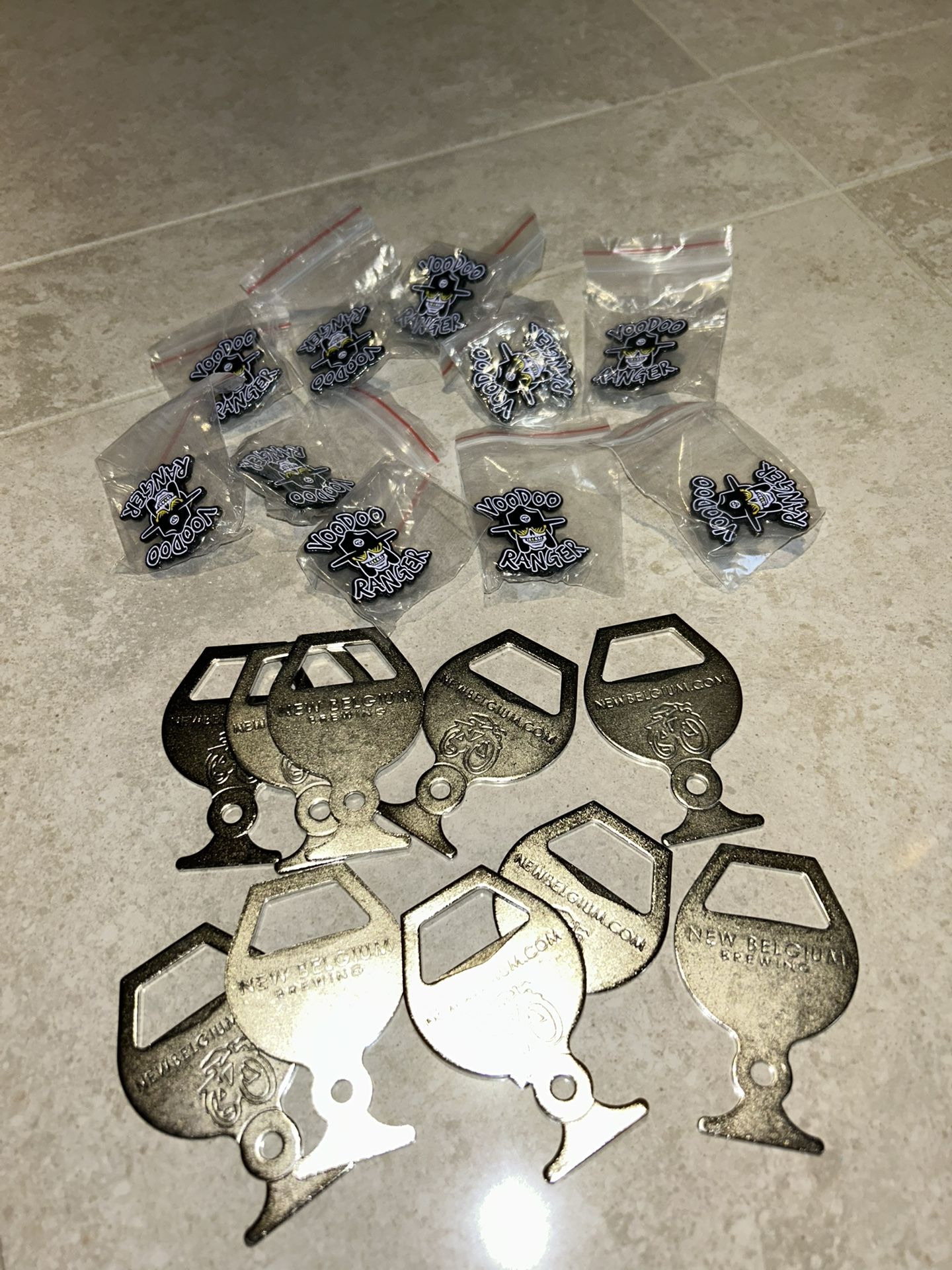 10 New Belgium Brewing Bottle Openers and Voodoo Ranger Pins
