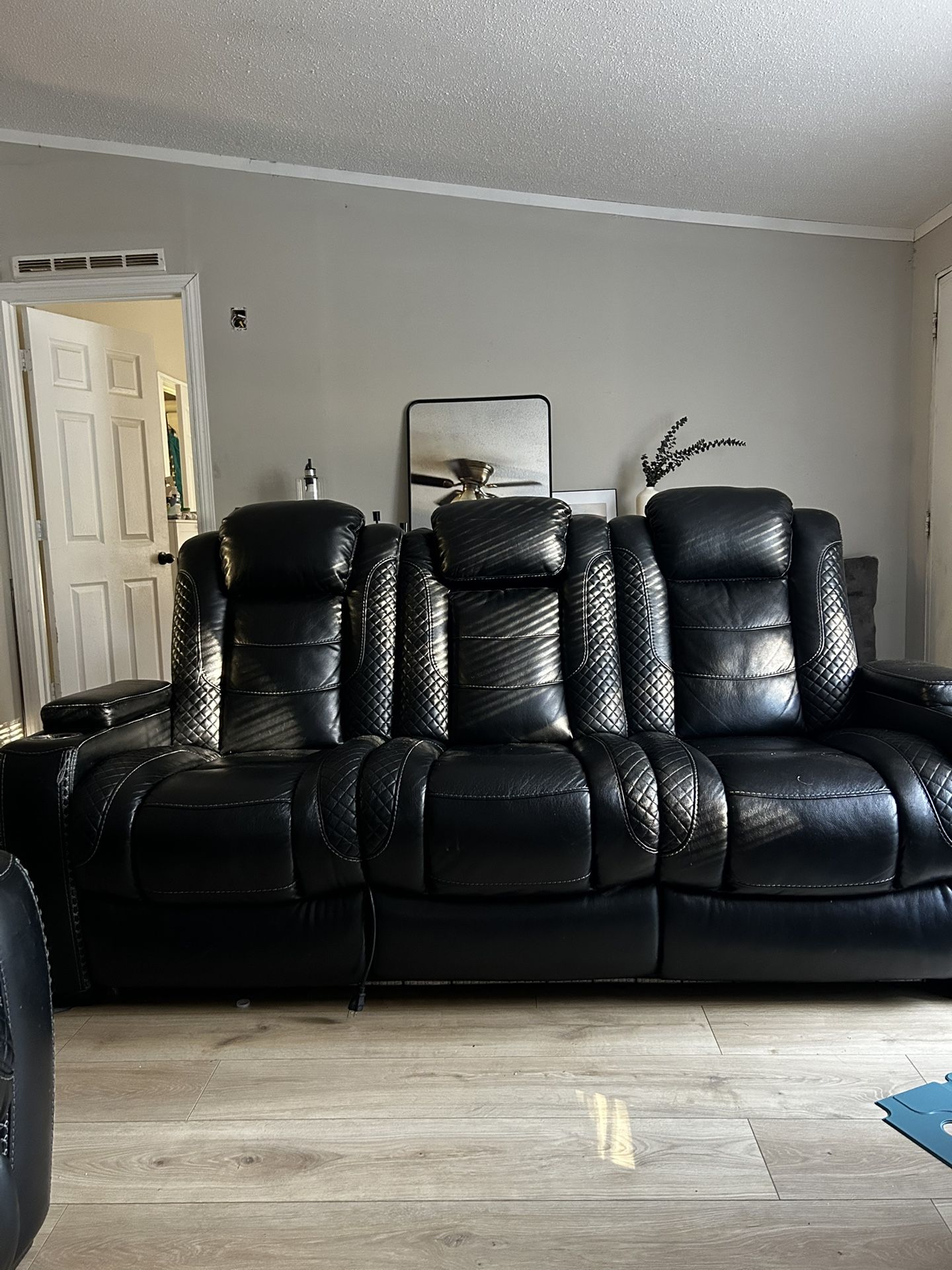 Electric Leather Reclining Sofa Set