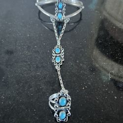 Navajo Sterling Turquoise Ring To Cuff Bracelet 