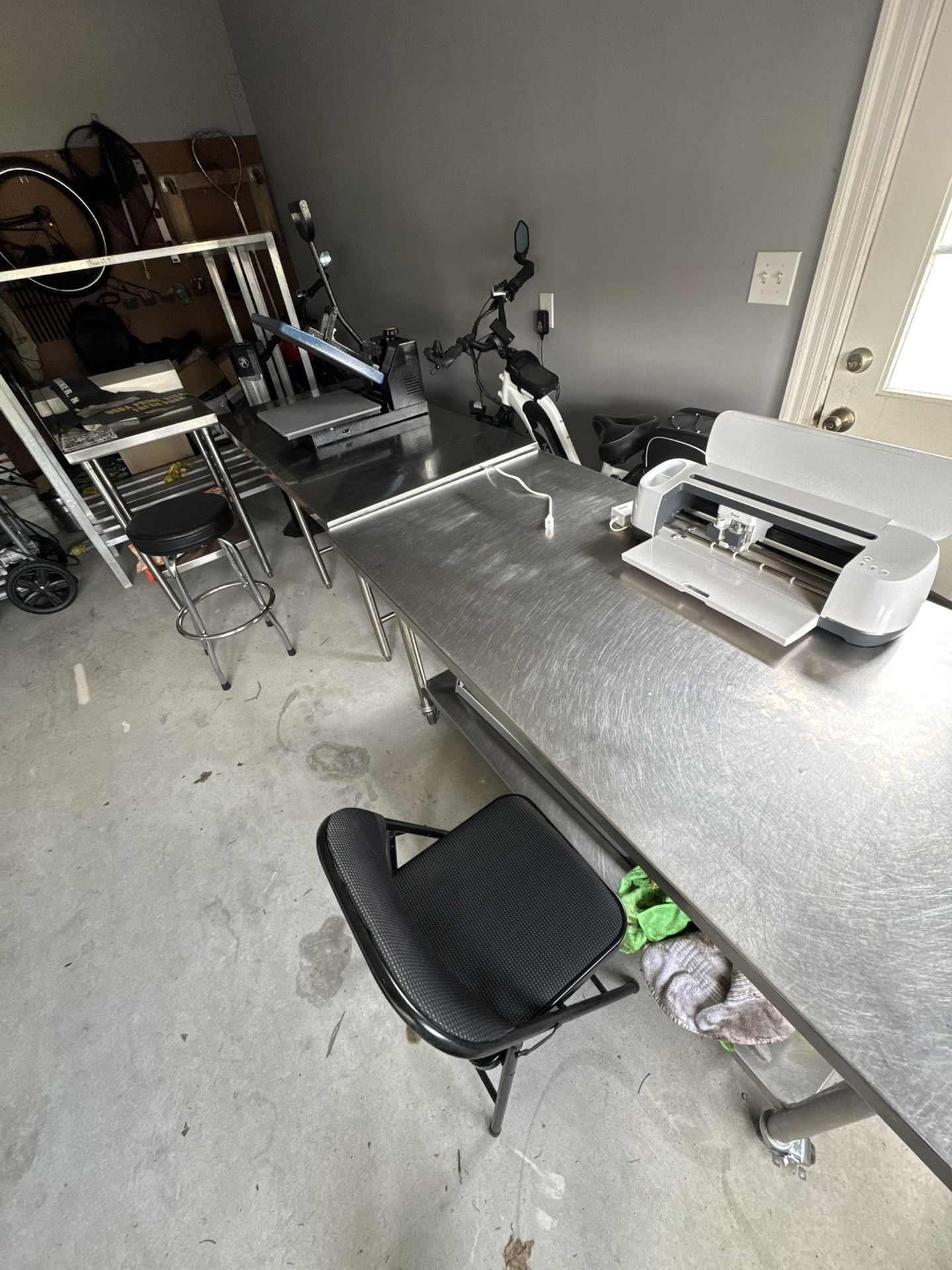 Stainless Metal Work Table On Casters