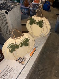 Decorative White Pumpkins Set of 2