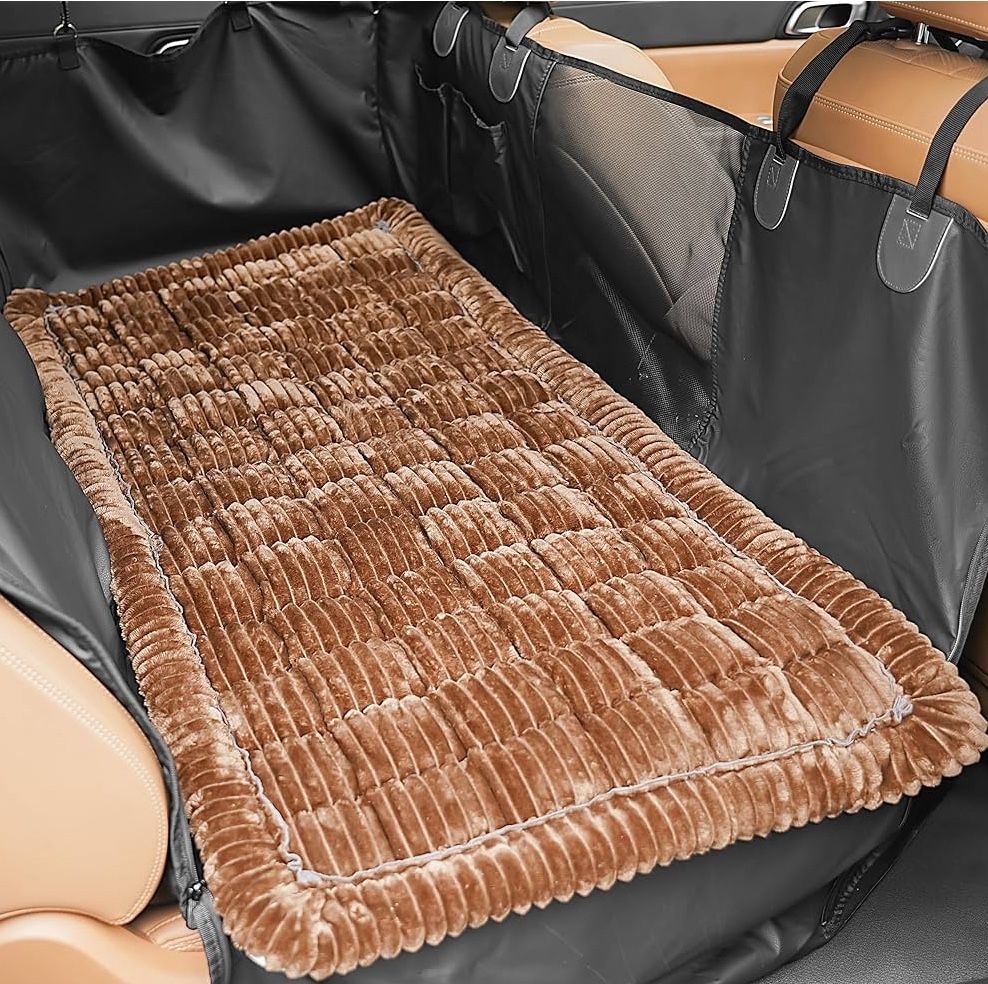 Stylish Super Soft N Cozy Non Slip Backseat  Dog Blanket For Car/truck/SUV’s. Brown Velvet. 51.2”X23.6”X1.5”. 