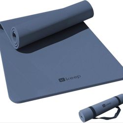 KEEP Extra Wide & Thick TPE Yoga Mat, 7mm, Navy Blue