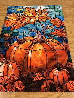 Vibrant Stained-Glass Style Pumpkin Garden Flag