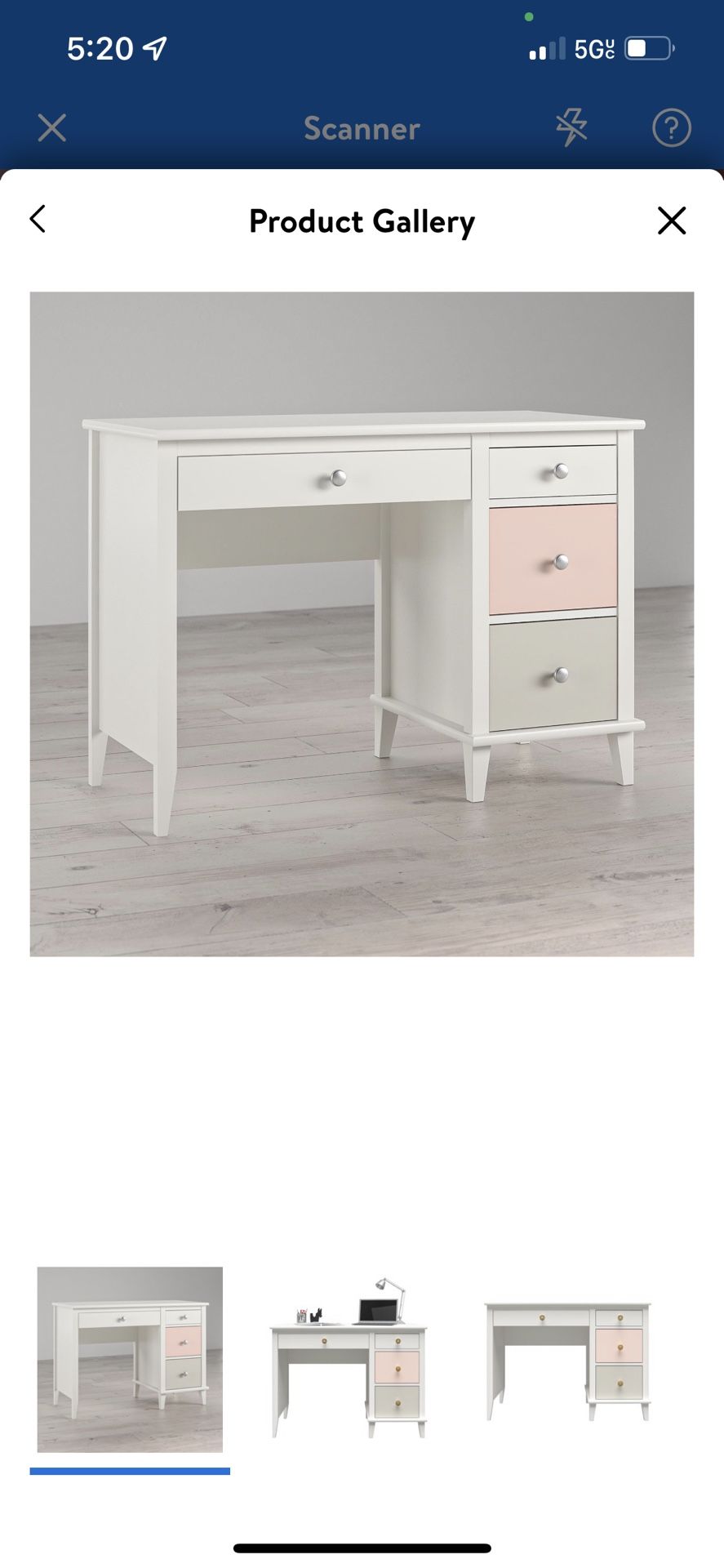 White Desk Peach And Taupe Drawer