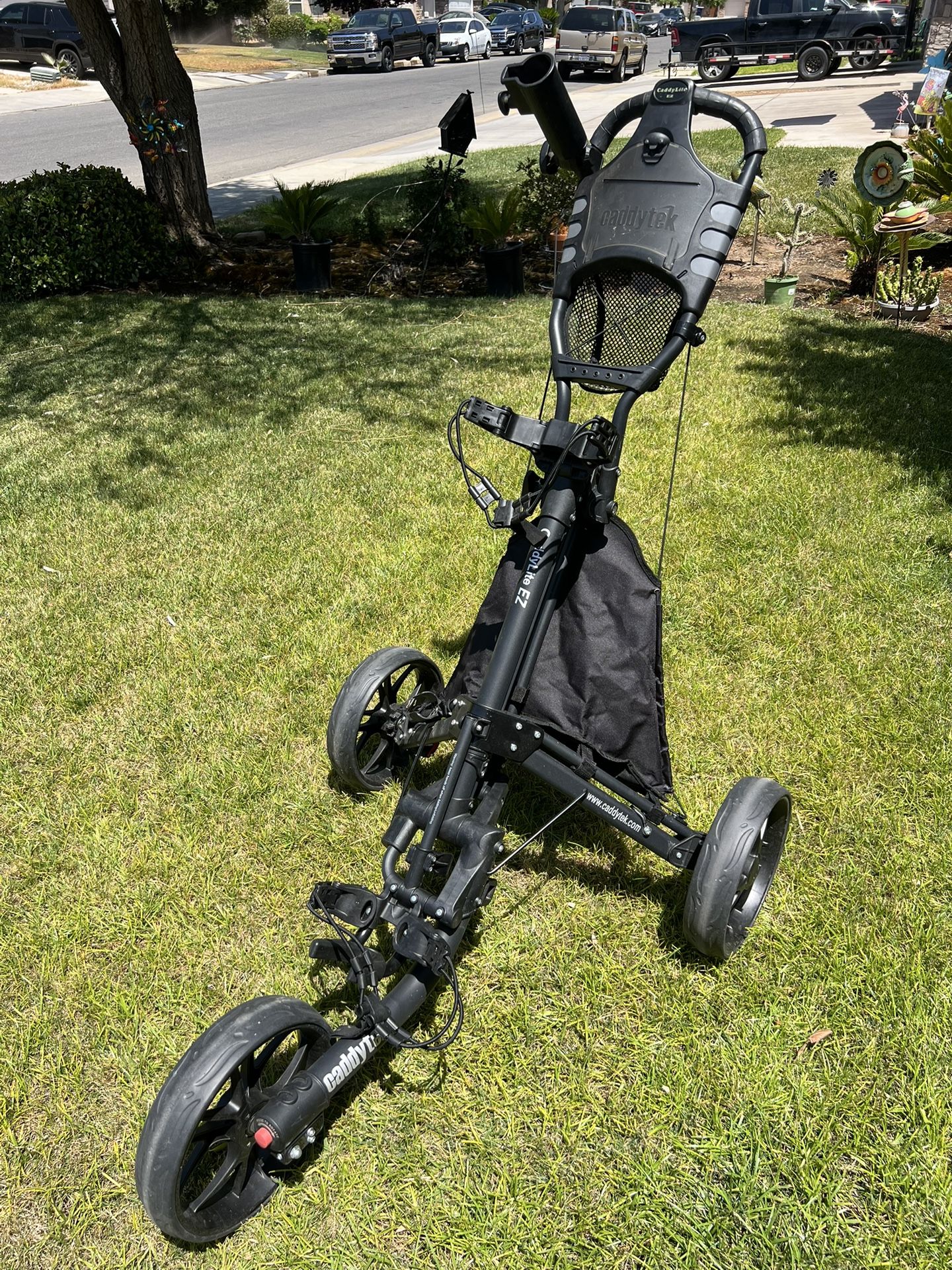 3 Wheel CaddyLite EZ Fold Version 8 Golf Push Cart With Foot Brake, Cooler, Mesh Net