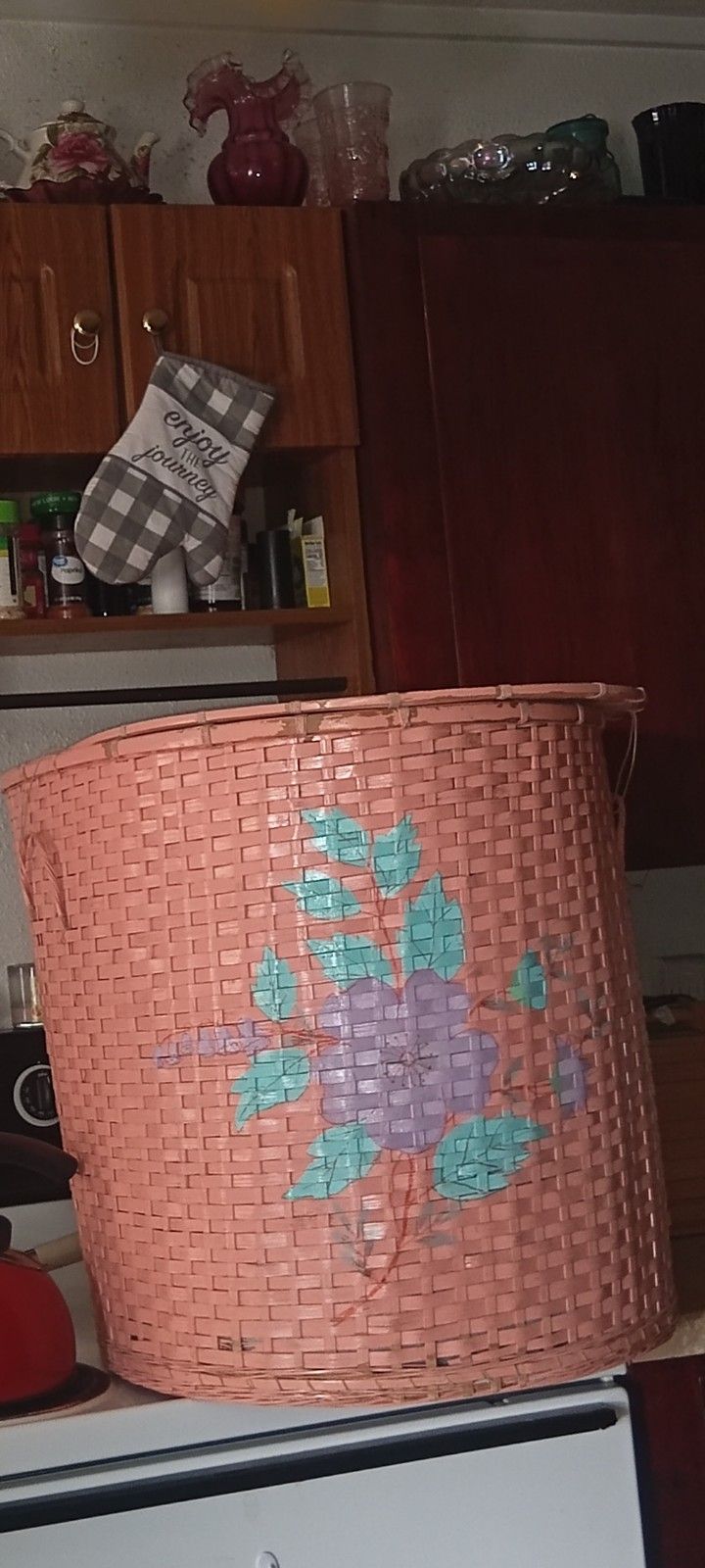 Vintage Big We Wicker Laundry Basket 
