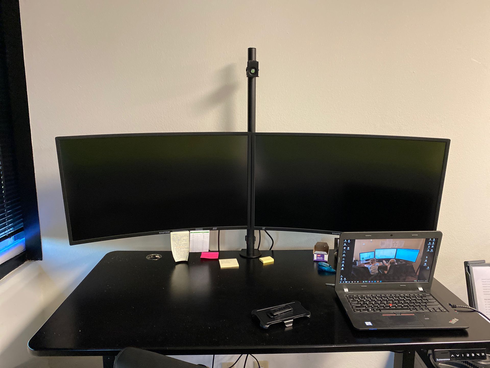 2 35” Viotech curved monitors plus triple monitor stand