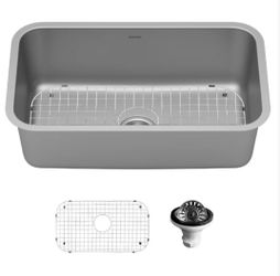 Profile 30" Undermount 16 Gauge Single Bowl Stainless Steel Kitchen Sink With Accessories