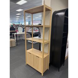 Scandi Bookcase with 3 Shelves and Cabinet Storage, 72.25