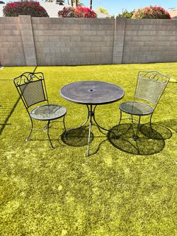 Black wrought iron bistro set