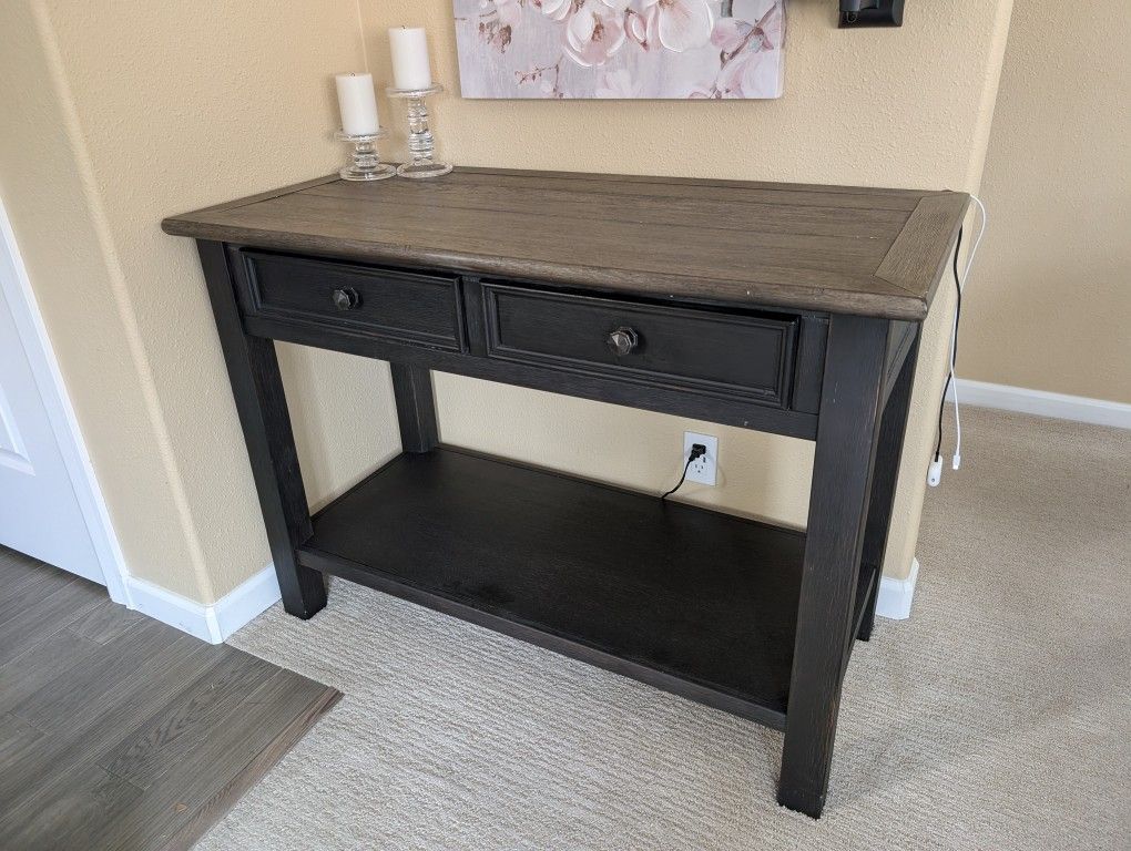 Modern Farmhouse Sofa Table, Brown & Black