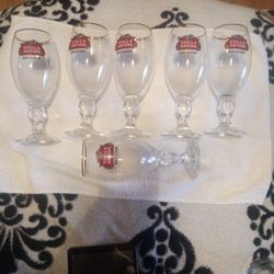 6 Very Collectible Belgium Stalla Artois 40cl Gold Rimmed Goblet Beer 13.5 Oz