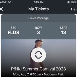 1 Ticket To See Pink Concert 