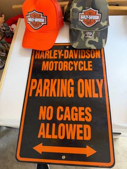 2 Harley -Davidson adjustable truckers hat and a sign (50dls) no