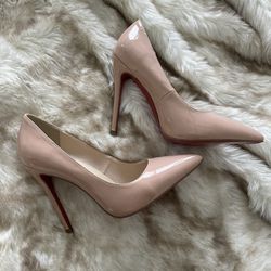 Christian Louboutin So Kate 120 Beige Patent Leather Pumps