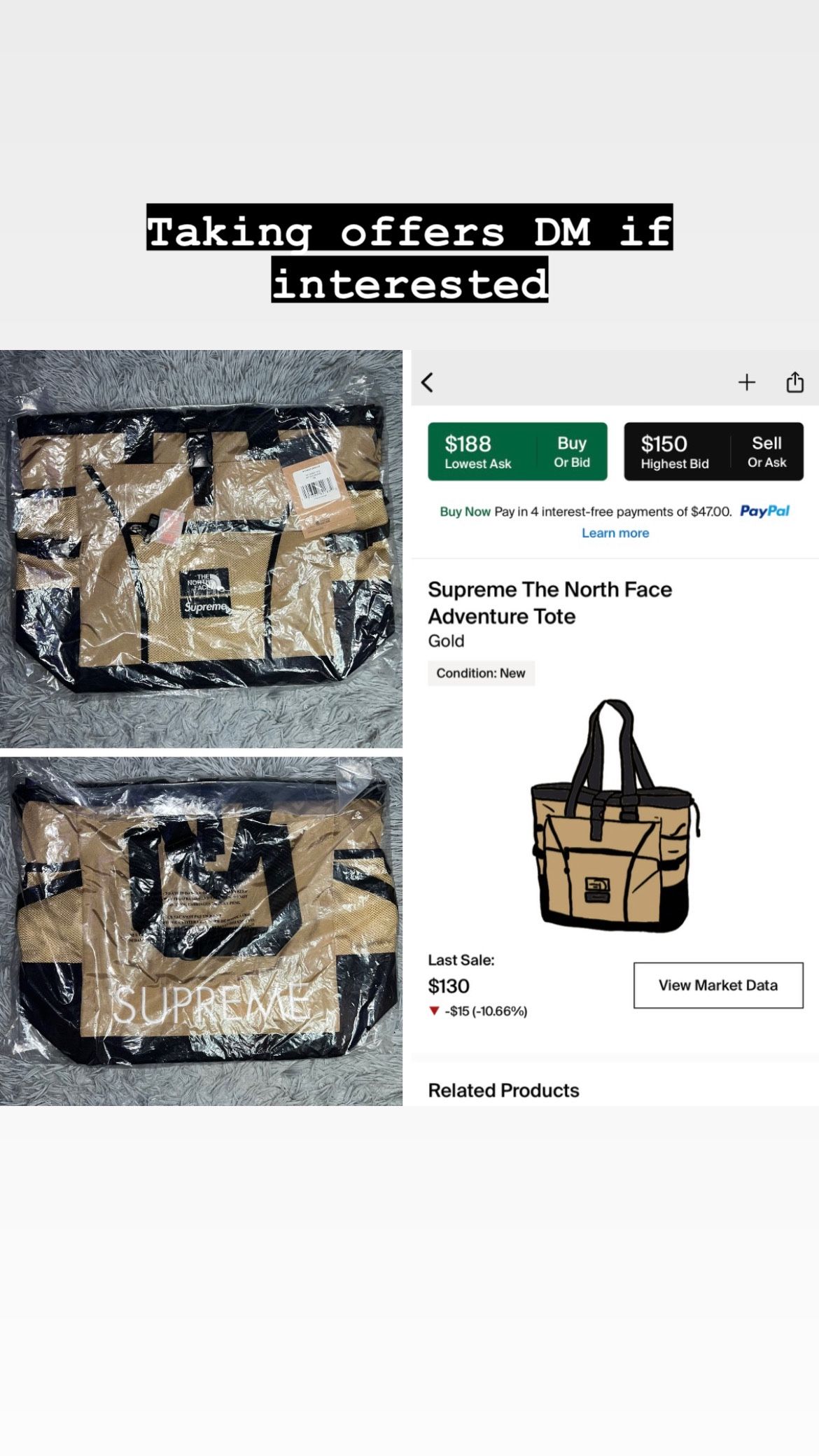 Supreme x The North Face TNF SS20 Adventure Tote Bag 