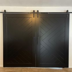 Black Herringbone Chevron Barn Doors 52/84