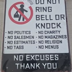 No Soliciting metal sign 
