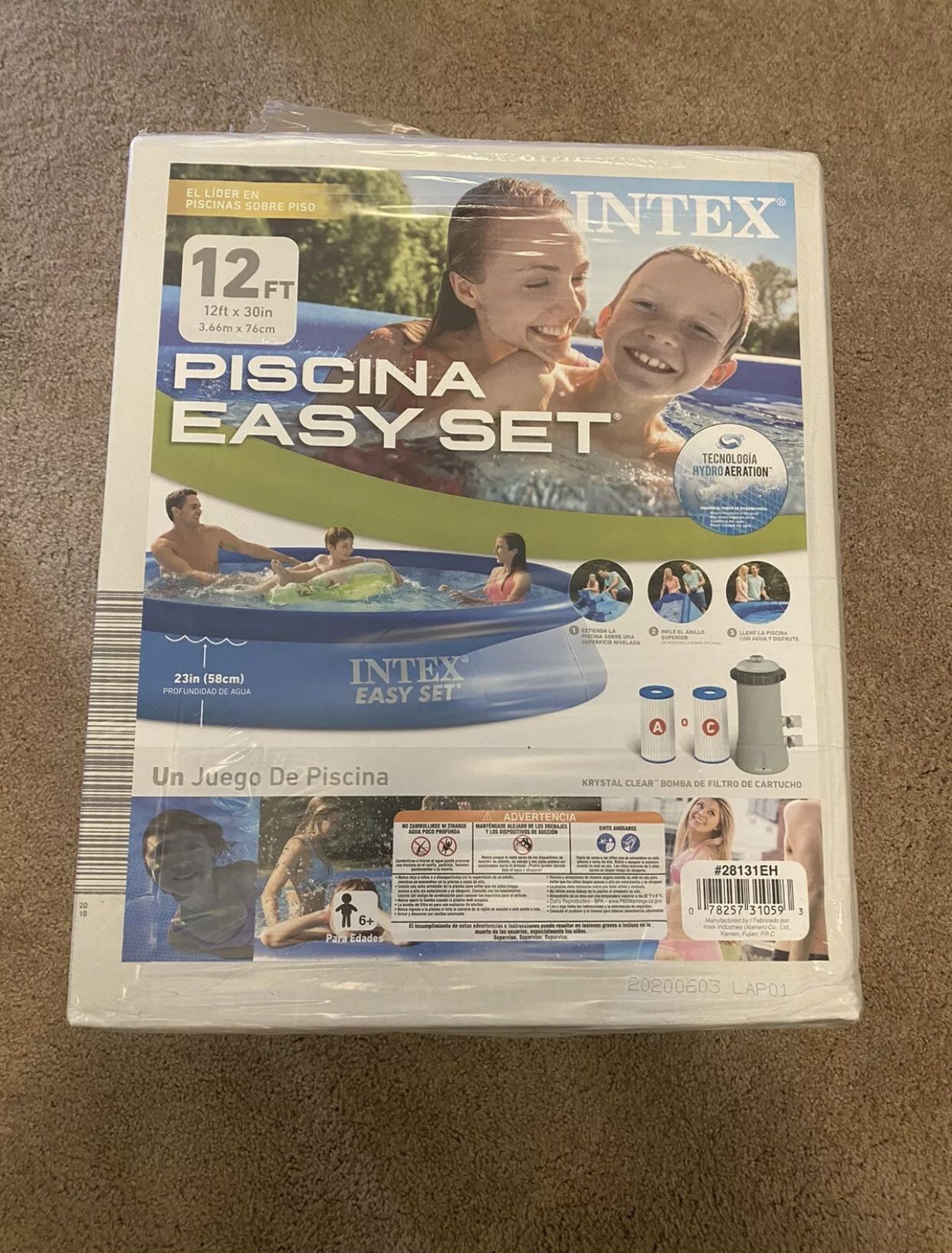 BRAND NEW INTEX 12ft x 30 IN EASY SET ABOVE GROUND POOL WITH FILTER PUMP 12x30