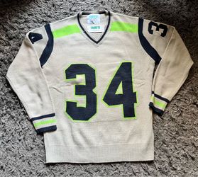 Seahawks Tribute Sweater, #34, Size M (New)
