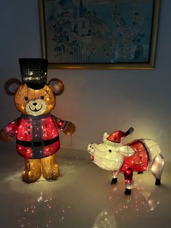 Christmas yard light up Bear and pig