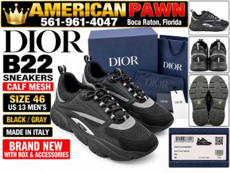 Dior B22 Calf Mesh Sneakers Black Gray Size 46 US 13 Men's New Box Italy