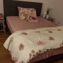 Queen Bed With Mattress Topper And Mattress 