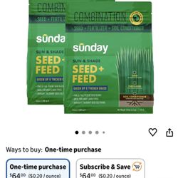 Sunday Sun & Shade 1,500 Sq. Ft. Seed + Feed, Grass Seed + Lawn Fertilizer - 2 Pack, 10 lb