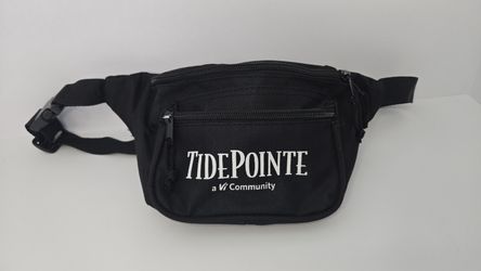 TidePointe Black Hiking Waist Pack Adjustable Strap Polyester 3 Pockets
