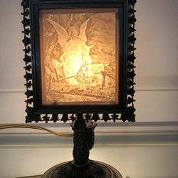 Vintage Lithopane Victorian Style Lamp Angel w/ Children OBO