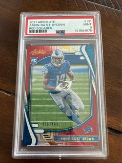2021 Panini Absolute  Rookies Amon-Ra St. Brown #131 Red Squares /499 (RC) PSA 9