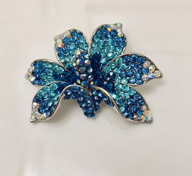 Turquoise orchid brooch brand new
