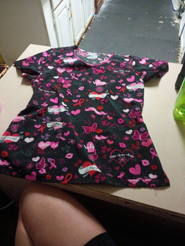 Colorful Heart And Ribbon Breast Cancer Dickies Brand Shirt
