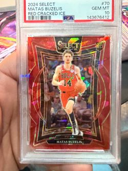 2024 Select Matas Buzelis Red Cracked Ice Rookie RC #70 PSA 10 Bulls