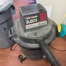 Craftsman 5.0 hp wet dry vac 16 gal. CUSTOM 15ft hose 3 attachments also a blower