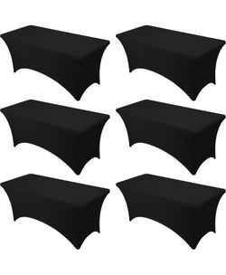 6-Pack Premium Black Spandex Tablecloths for 6ft Rectangle Tables
Stain & Wrinkle-Resistant,