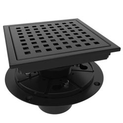 New 6 Inch Square Shower Floor Drain with Flange,Quadrato Pattern Grate Removable,Food-Grade SUS 304