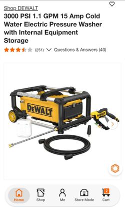DEWALT 3000 PSI 1.1 GPM 15 Amp Cold Water Electric Pressure Washer with Internal Eq