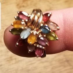 BEAUTIFUL RARE WOMEN'S MULTI STONE 10K GOLD RING SIZE 7(GREAT XMAS GIFT)