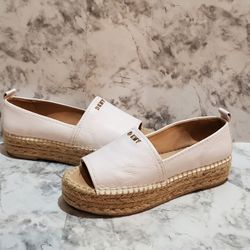DKNY Women’s White Platform Wedge Slip-on Espadrille Shoe Size 7.5