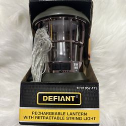 Defiant Rechargeable Lantern with Retractable String Light