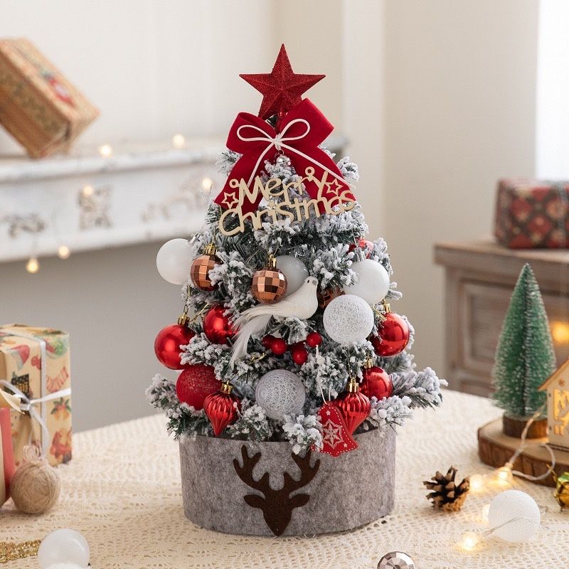 24” Tabletop Snowy Christmas Tree W/ Lights Christmas Decorations