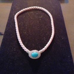 Sterling Silver Rope Necklace with Cz Stone By Judith Ripka