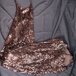ZARA********BROWN SEQUENCED DRESS ********ZARA