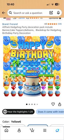42-Pack Hedgehog Birthday Party Decoration Set